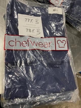Chefwear Commercial Navy-Blue 2-Pocket Chef Apron, Model CW1648-CW73, new in package, one size fits all.
