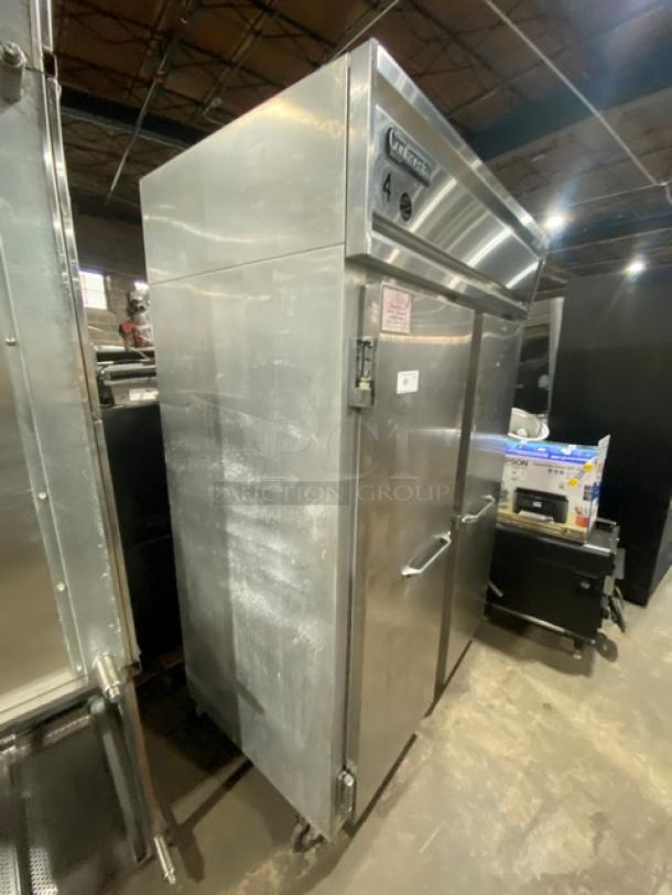 Continental 2F stainless steel 2-door reach-in freezer with pan slides, poly-coated wire racks, and casters, model 2F.