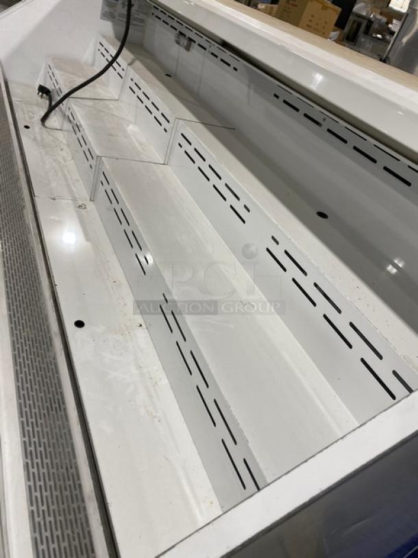 McCray S32E6LED white multi-tier refrigerated open display case, excellent condition, 115V 1 Phase, serial 14-36872-11.