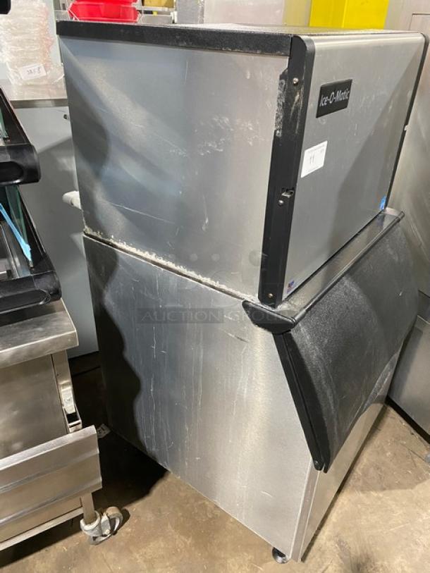 Ice-O-Matic ICE0400HA5 stainless steel ice maker/bin combo, air-cooled, electric, Energy Star, 115V, on legs, SN: 15011280011718.