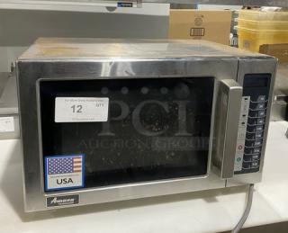 Amana! 2021! Late Model! Commercial Stainless Steel Electric Powered Countertop Stackable Microwave Oven! With Digital Push Control! Model: RCS10TS SN: 2104141214! 120V! - Item #1221743