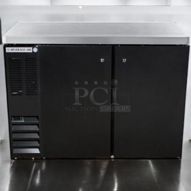 Brand new Beverage-Air BB48HC-1-B-27-ALT 2-door back bar refrigerator, 120V, black finish, in original box.