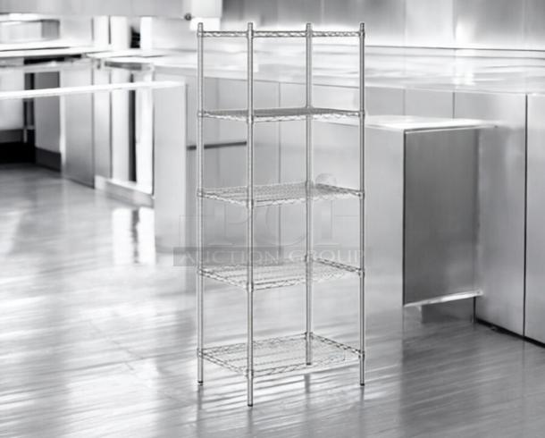 Steelton 18"x24" wire shelf kit, like-new, chrome finish, complete set, model #465C1824KE5, ready for use.