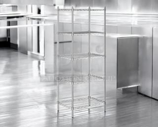 Steelton 18"x24" wire shelf kit, like-new, chrome finish, complete set, model #465C1824KE5, ready for use.