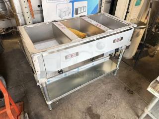 Advance Tabco HF-3G-NAT 3-well gas hot food table, prime condition, natural gas, fully tested, stainless steel construction.