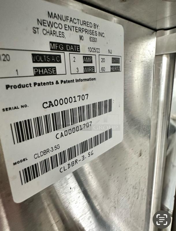 Brand new Newco CLDBR-3.5G cold brew coffee dispenser, 3.5-gallon, 120V, NSF certified, stainless steel, fully tested.