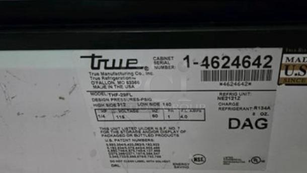 True TFM-29FL flat lid freezer, 6.3 cu. ft., excellent condition, fully tested, 115V, made by True Manufacturing, USA.