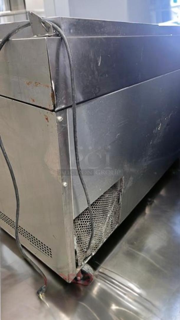 True TPP-93 3-door pizza prep table refrigerator, stainless steel, excellent condition, fully tested, 115V, True Manufacturing Co.