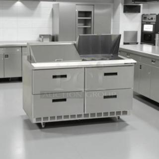Delfield D4448NP-12 sandwich prep refrigerator, 48", four drawers, 12-pan capacity, tested and working, excellent condition.