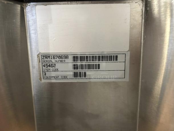 Cornelius Jet Spray EJ1 cold beverage dispenser label, serial number ZRM167069B, item code 45462, equipment code 3.