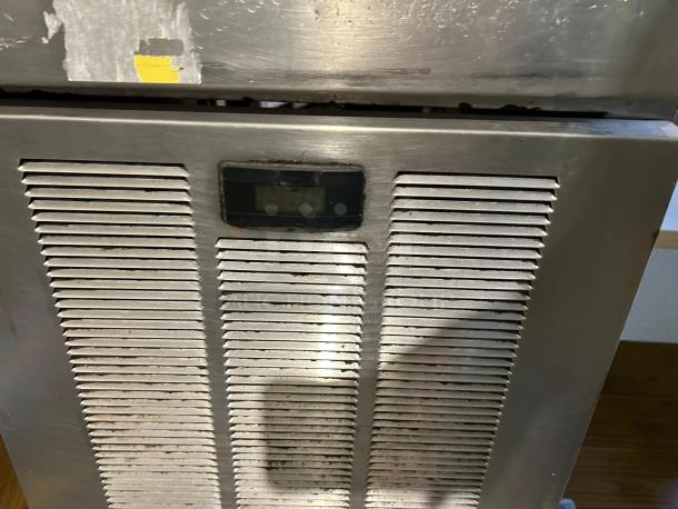 Delfield F2962CP chef base, 62 1/4", four drawers, stainless steel, tested, visible digital display, clean condition.