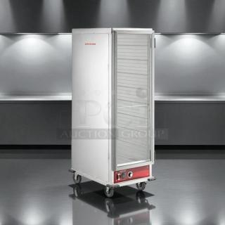 Avantco HEAT-1836 insulated heated holding cabinet with clear door, excellent condition, on wheels, 120V, tested and working.