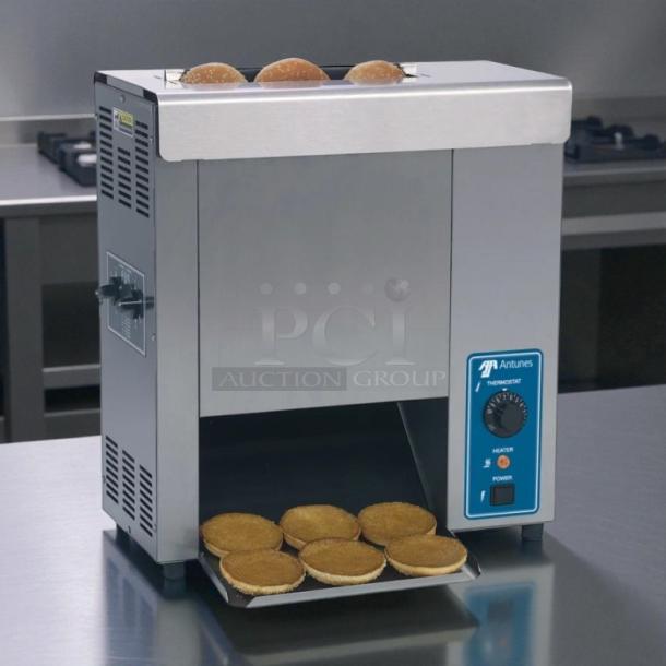 Antunes VCT-1000 vertical bun toaster, excellent condition, 424 slices/hr, 1 1/2" opening, 208/240v, tested working.