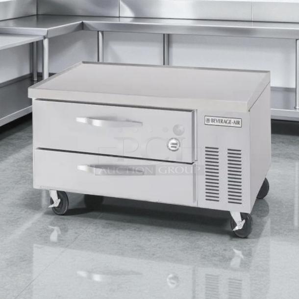 Beverage Air WTRCS36HC, 36in two-drawer refrigerated chef base equipment stand, stainless steel, tested, working.