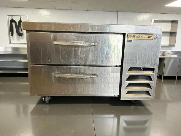 Beverage Air WTRCS36HC 36in two-drawer refrigerated chef base, stainless steel, tested and working, with visible logo label.