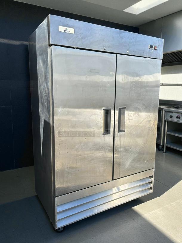 Cooler Depot XB54F commercial 2-door freezer, stainless steel, great condition, tested and working, visible logo.