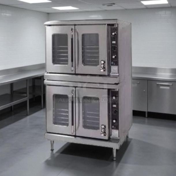 Montague Company 2EK12A electric convection oven, double-deck, full-size, stainless steel, thermostatic controls, tested working.