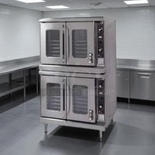 Montague Company 2EK12A electric convection oven, double-deck, full-size, stainless steel, thermostatic controls, tested working.