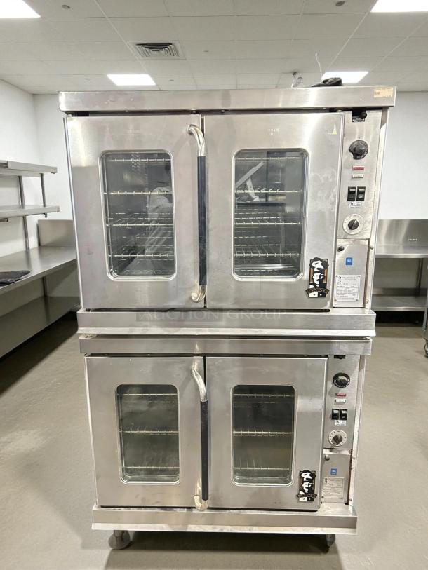Montague Company 2EK12A electric convection oven, double-deck, full-size, thermostatic controls, stainless steel, tested and working.