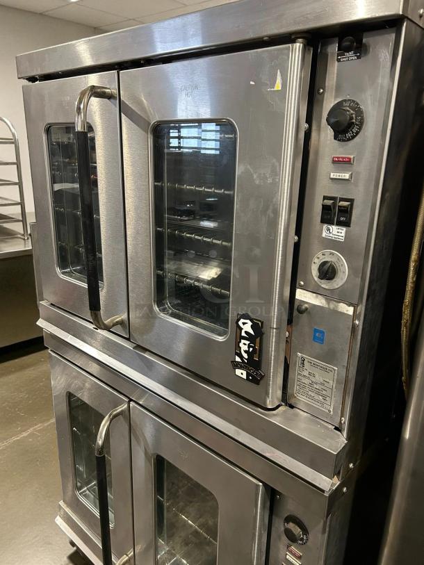 Montague 2EK12A electric convection oven, double-deck, stainless steel, full-size, thermostatic controls, tested and working.