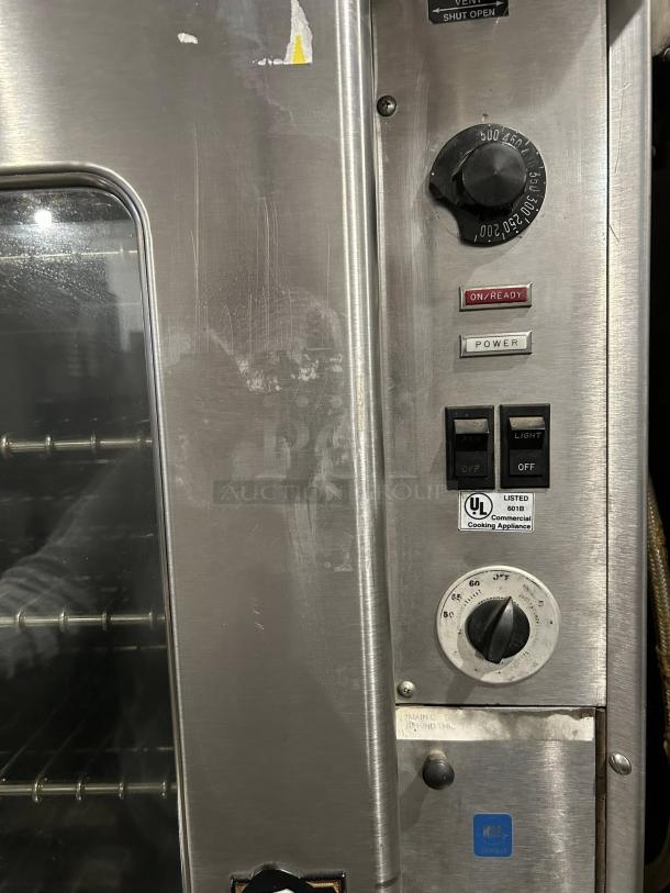 Montague Company 2EK12A electric convection oven, double-deck, full-size, thermostatic controls, lightly worn, tested working.