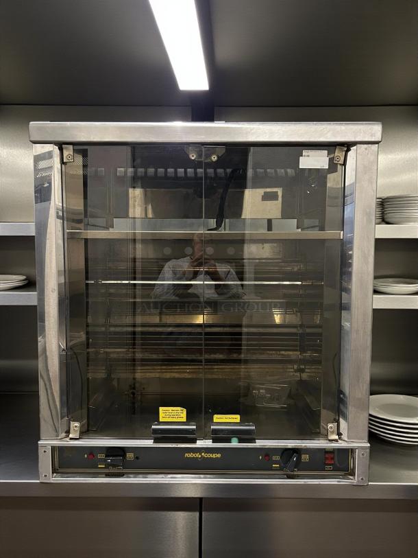 Robot Coupe electric countertop chicken rotisserie, 220v, 1ph, stainless steel, tested and working, with control panel.