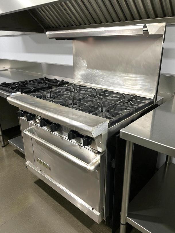 American Range AR-6 36" natural gas 6-burner range with standard oven, stainless steel, great condition, tested, working.