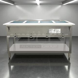 Duke 304 4-Well Aerohot Steamtable, 55-3/8", natural gas, great condition, tested and working, visible label details specs.