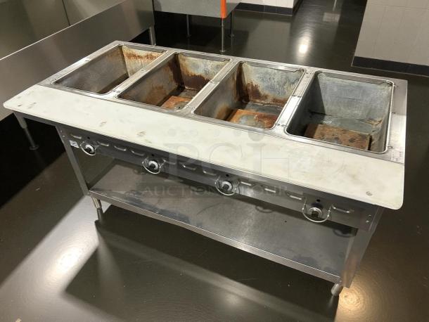 Duke 304 4-Well Aerohot Steamtable, natural gas, 55-3/8", tested, working, great condition.