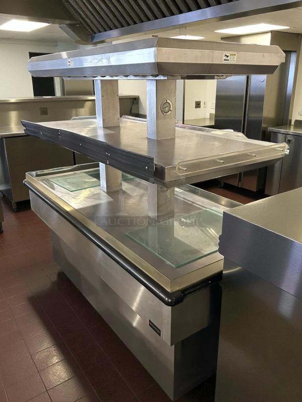 Royston 74” heated display case with two open tiers, grab & go design, stainless steel, tested working condition, 220v-240v, 3ph.