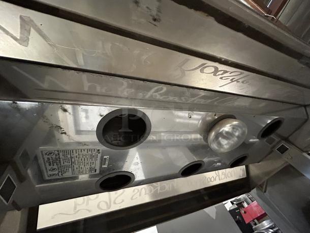 BKI MM-4 4ft Mobile Hot Deli Heated Display; rotisserie chicken display, excellent condition, 120V, clearly labeled.