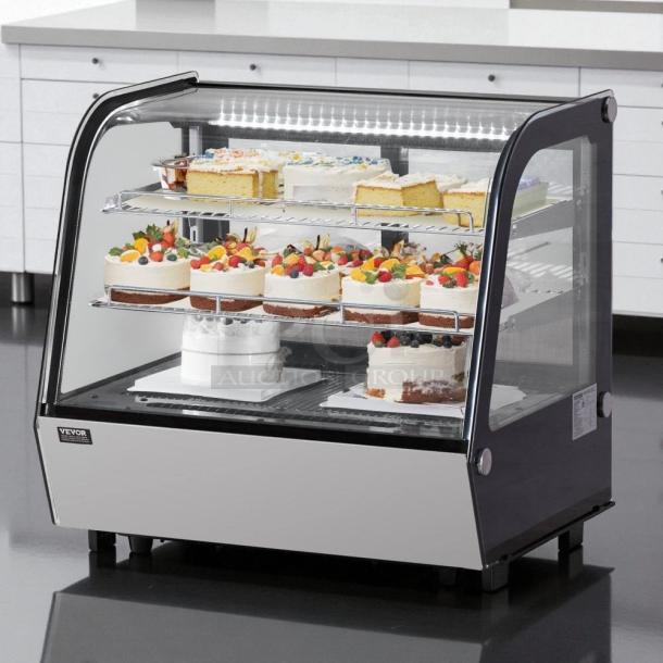VEVOR Refrigerated Display Case, 4.2 Cu.Ft., model XCW-100L, excellent condition, 2-tier, countertop, tested and working.