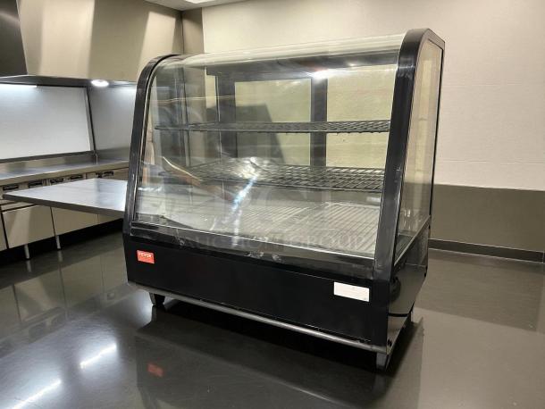 VEVOR XCW-100L 4.2 Cu.Ft. refrigerated display case, black, 2-tier, excellent condition, countertop model, tested and working.