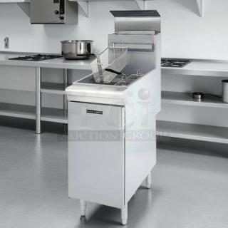 Black Diamond BDGF-120 gas fryer, excellent condition, 50 lb vat, floor model, liquid propane, tested and working.