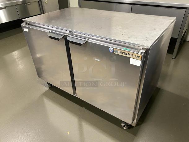 Beverage-Air UCR48AHC 48" undercounter refrigerator, stainless steel, excellent condition, tested and working, visible branding.