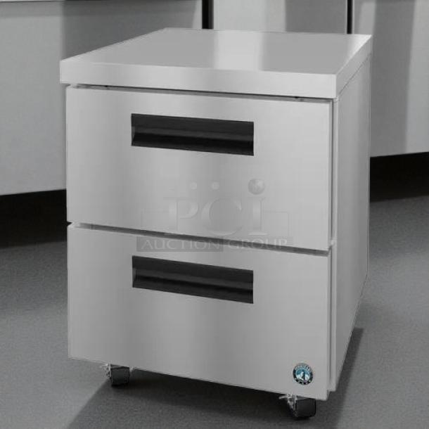 Hoshizaki UR27B-D2 7.2 cu ft undercounter refrigerator with 2 drawers, stainless steel, tested and working condition.