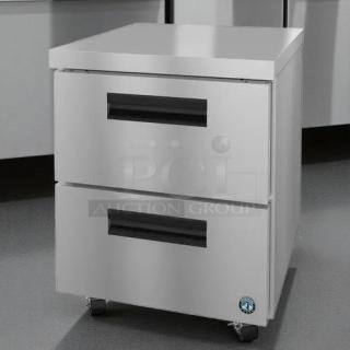 Hoshizaki UR27B-D2 7.2 cu ft undercounter refrigerator with 2 drawers, stainless steel, tested and working condition.