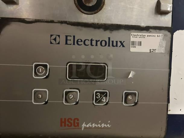 Electrolux HSPPME high-speed infrared panini grill, excellent condition, control panel with buttons and label.