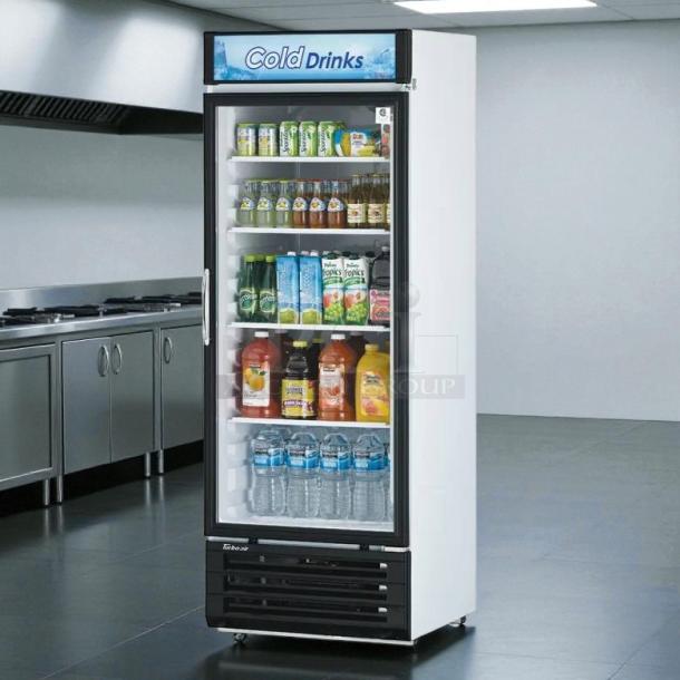 Turbo Air TGM-22RV-N6 glass door merchandiser, white, one right hinge door, 28 3/4", excellent condition, tested working.