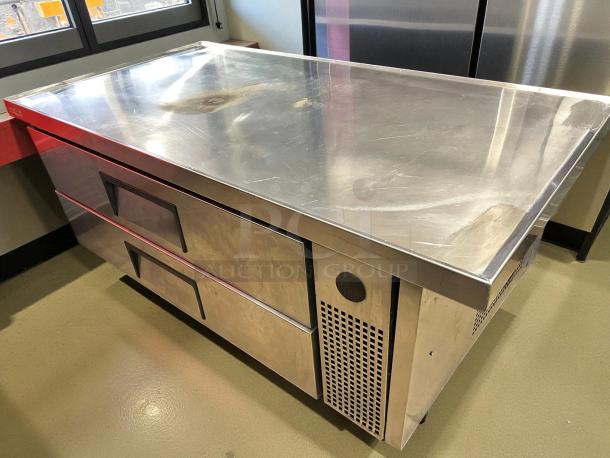 True TRCB-52-60-HC Spec Series 60" refrigerated chef base with 2 drawers, stainless steel, tested and working condition.