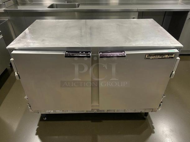Beverage-Air UCR48AHC 48" undercounter refrigerator in great condition, tested and working. Features dual doors, stainless steel exterior.