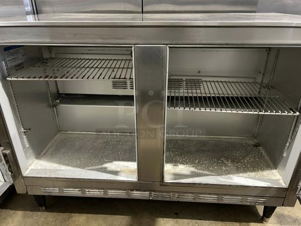 Beverage-Air UCR48AHC 48" undercounter refrigerator, great condition, tested and working, dual doors, wire shelves visible.