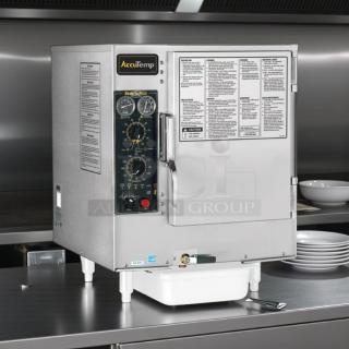 AccuTemp S62083D100 Steam'N'Hold™ 6-pan countertop steamer in stainless steel, tested, working, 208v/3ph.