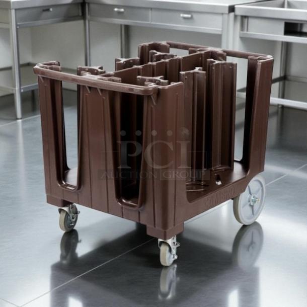 Cambro ADCS131 S Series dark brown dish caddy, 6 columns, excellent condition, includes vinyl cover.