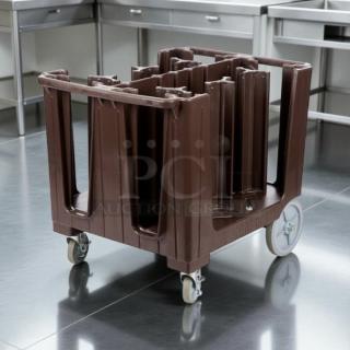 Cambro ADCS131 S Series dark brown dish caddy, 6 columns, excellent condition, includes vinyl cover.