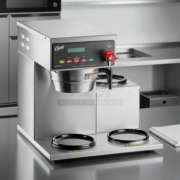 Curtis ALP3GTR12A000 12 Cup Coffee Brewer, 3 Lower Warmers, tested, 120V, stainless steel, excellent condition.