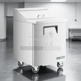 True TSSU-27-08-HC refrigerated sandwich prep table, excellent condition, right-hinged door, tested and working.