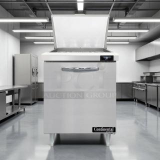 Continental SW27-8 27" refrigerated sandwich prep unit, 7.4 cu ft, stainless steel, tested and working, ideal condition.