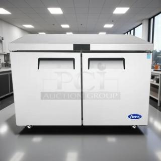 Atosa MGF8402GR 48" double door undercounter fridge in excellent condition, tested and working, stainless steel finish.