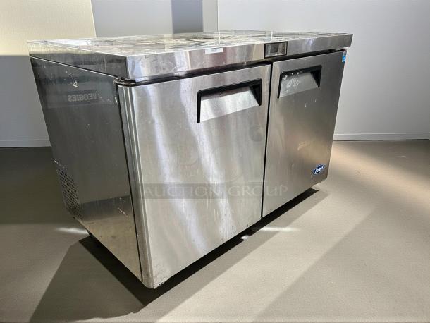 Atosa MGF8402GR 48" double door undercounter refrigerator, stainless steel, excellent condition, tested and working.